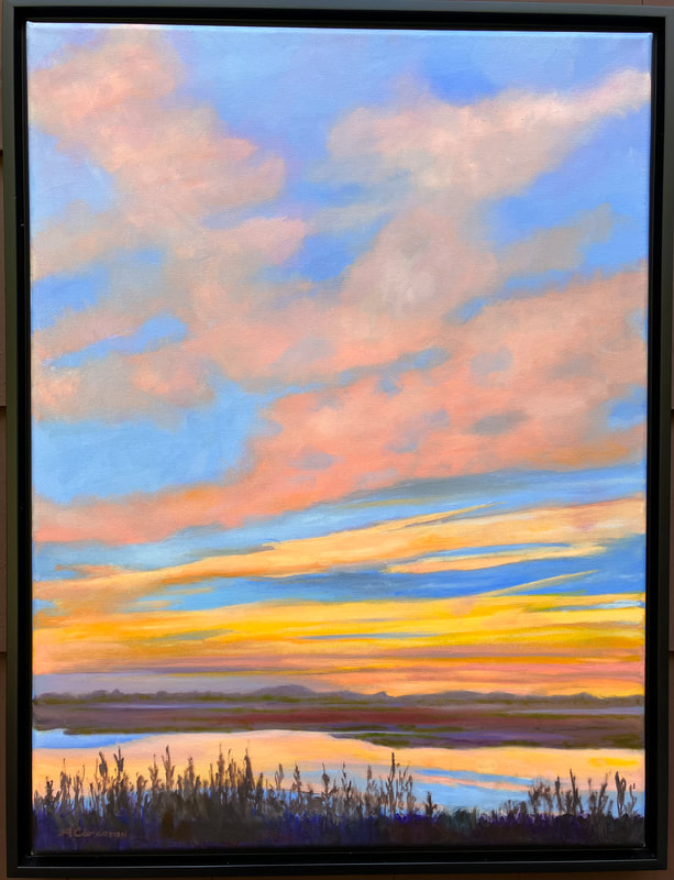 Quonnie Sky, Charlestown, RI.  Oil painting by Arline Corcoran of Danbury, CT