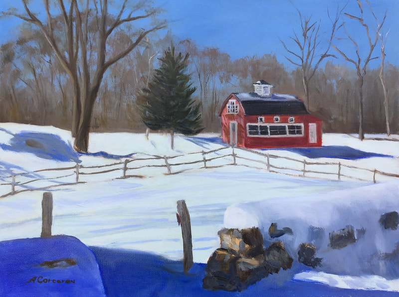 “Weir Farm in Winter”. Oil painting of national park by Arline Corcoran, Danbury, CT