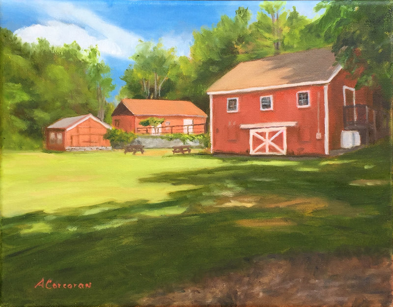“Tarrywile Barns”, oil painting by Arline Corcoran, Danbury, CT.